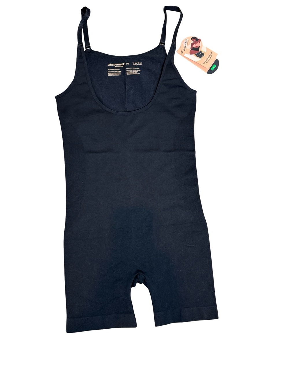 Shapermint Black Open Bust Bodysuit Shaper Short